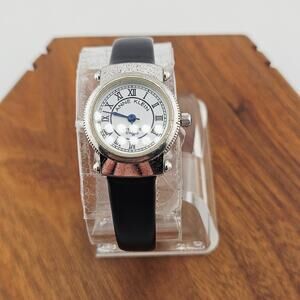 Anne Klein Silver Tone Roman Numeral Watch Black Leather Classy Sophisticated